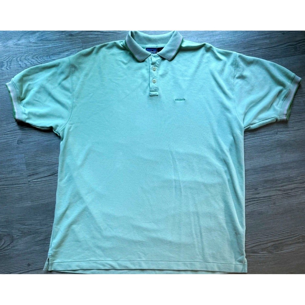 Vintage Y2K Patagonia Organic Cotton Polo Shirt Men's XL Sage Green Logo